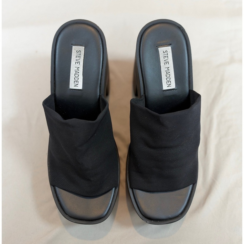 Steve Madden Slinky Platform Mules 40 Black Chunky Lug Sole Sandal
